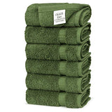 Hotel & SPA Quality, Highly Absorbent 100% Cotton Hand Towels (6 Pack, Moss)