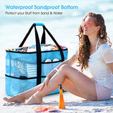 Bolsa de playa, bolsas de playa extra grandes para mujer, impermeables, a prueba de arena, bolsas de playa de malla, bolsa de piscina, artículos esenciales para la playa, Blue, X-Large