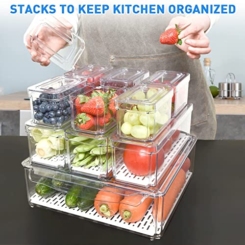 Organizadores Apilables Para Refrigerador Con Tapas Frutas