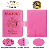 Funda para pasaporte con bloqueo RFID de cuero, accesorios de viaje para mujeres y hombres, Rosado, Pequeño, Cartera Rfid