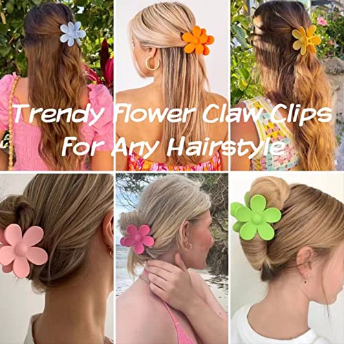 12 pinzas de garra de flores grandes para mujeres y niñas, cabello grueso, 12 colores, mate, pinzas de pelo grandes, antideslizantes, fuertes sujeciones, pinzas de captura de pelo, pasadores, accesorios para la cabeza para cabello fino