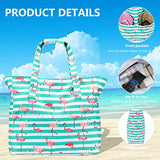 Bolsa grande de playa para mujer, impermeable, a prueba de arena, con cierre, para piscina, gimnasio, viajes, con bolsillo húmedo, Verde, Blanco, X-Large