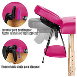 Cama De Masajes Portatil SPA Tattoo Reiki Uñas Madera Camboya (Rosa)