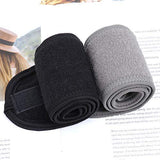 Facial Spa Headband - 2 piezas de maquillaje, ducha, baño, envoltura deportiva, diadema de felpa, toalla elástica ajustable con cinta mágica (negro + gris)