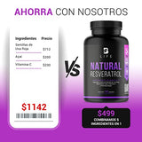 Resveratrol 180 Cápsulas. Ingredientes naturales: Semilla de Uva Roja, Acai y Vitamina C. Resveratrol Plus B Life.