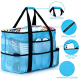 Bolsa de playa, bolsas de playa extra grandes para mujer, impermeables, a prueba de arena, bolsas de playa de malla, bolsa de piscina, artículos esenciales para la playa, Blue, X-Large