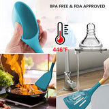 Umite Chef Juego de utensilios de cocina, 33 piezas de utensilios de cocina de silicona antiadherente con soporte, juego de utensilios de cocina de silicona (azul oscuro)