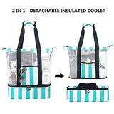 Bolsa de playa de malla con enfriador aislado, bolsas de piscina desmontables para mujer, turquesa (A Turquoise), Grande