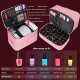 ButterFox Estuche grande organizador de esmalte de uñas, se adapta a secadora de lámpara de uñas y 40 – 50 botellas de esmalte de uñas (0.5 onzas líquidas), organizador de suministros de uñas, Rosado, Con divisores