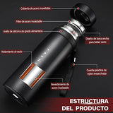 Termo de Acero Inoxidable, Doble Pared y Tapa Hermética Antigoteo, con Asa para Transportar (900ml, Negro)