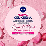 Nivea Gel Crema Facial Hidratante con Agua De Rosas y Ácido Hialurónico, hidratación intensiva 48 horas, 50 ml