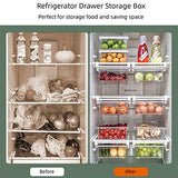 Organizador de cajón de nevera, organizador de refrigerador, extraíble con asa, estante para nevera, contenedor transparente para alimentos, bebidas, apto para estante de nevera de menos de 1,5 cm (dos particiones)