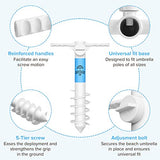 Sombrilla de playa con ancla de arena, soporte para paraguas con 5 tornillos en espiral, tamaño único, para todos los paraguas de playa, soporte seguro para vientos fuertes