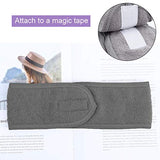 Facial Spa Headband - 2 piezas de maquillaje, ducha, baño, envoltura deportiva, diadema de felpa, toalla elástica ajustable con cinta mágica (negro + gris)