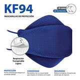 Best Trading 50 Cubrebocas KF94 Ligero y Certificado, Tapabocas con 4 Capas de Protección contra Partículas, Ajustador Nasal Oculto, Tecnología Coreana (Azul Marino)