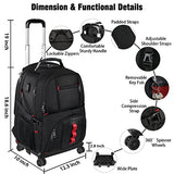 Mochila con ruedas, mochila con ruedas para hombres, mujeres y adultos, mochila para computadora con ruedas de 17 pulgadas para viajes, negocios, colegio, escuela, regalos para hombres, mujeres, novios, novias, color negro