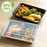 Contenedores [10 unidades] 1 compartimento con tapas herméticas – Caja bento de plástico para almacenamiento de alimentos – Sin BPA – Loncheras reutilizables – Apto para microondas, congelador y lavaplatos (28 onzas)