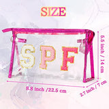 Neceser de cosméticos con letras universitarias, estético, impermeable, portátil, bolsa de cosméticos de PVC transparente con cierre, bolsa de mano de uso diario, bolsa de maquillaje de viaje para mujeres y niñas (rojo rosa)