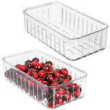 Juego de 2 Cajas plásticas organizadoras pequeñas – Práctico Organizador de despensa sin Tapa – Organizador de Nevera con Ranuras Laterales de ventilación – Transparente