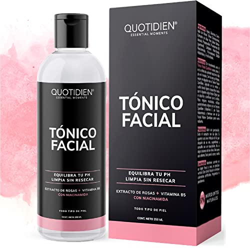 Tónico Facial con Agua de Rosas + Vitamina B5 + Niacinamida- Sin Fragancia-Sin Alcohol Etílico-97% Ingredientes Naturales - Equilibra el PH , Limpia Sin Resecar, Suaviza e Hidrata- Mejora Tu Piel - Hidratación Facial - Ideal Para Todo Tipo de Piel - Uso D