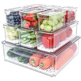 10 organizadores de nevera, apilables para refrigerador con tapas, contenedores de almacenamiento de frutas sin BPA para organizadores de nevera y almacenamiento transparente para alimentos, bebidas, almacenamiento de verduras