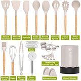 Juego de utensilios de cocina de 35 piezas, utensilios de cocina antiadherentes, juego de espátulas, juego de utensilios de cocina, herramientas de cocina, regalo, caqui