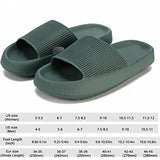 Pantuflas tipo Cloud Slide para mujeres y hombres, MOLATIN con suela gruesa para almohada para el hogar, antideslizantes, de secado rápido, sandalias de baño, súper suaves con plataforma de punta abierta, Verde oscuro, 7-8 Women/6-7 Men