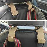 Ganchos universales para reposacabezas de asiento trasero de coche, gancho de microfibra de cuero y acero inoxidable para bolsa, bolso, tela, bebidas, comestibles (beige)