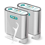 Dispensador de hilo dental – Soporte para hilo dental – Dispensador de púas de hilo dental – Dispensador de púas dentales, 2 cajas de 176 unidades (blanco), más conveniente..