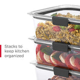 Rubbermaid Juego de almacenamiento de alimentos brillantes a prueba de fugas, recipientes de plástico de 9.6 tazas con tapas, apto para microondas y lavaplatos, paquete de 2, transparente