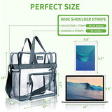 Bolsa transparente aprobada por estadios, resistente al frío, ligera e impermeable, bolsa transparente y bolsa transparente para gimnasio, bolsa de mano transparente para el trabajo, juegos deportivos y conciertos, 12 x 12 x 6 (gris)