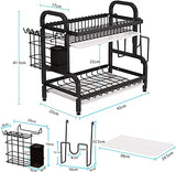 Escurridor de Platos, 2 Niveles de Acero Inoxidable con Escurridor, Soporte para Utensilios, Soporte para Tabla de Cortar, Escurridor de Platos Grande a Prueba de óxido para Encimera de Cocina