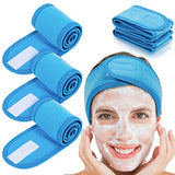 Whaline 4 diademas de spa, para maquillaje, tela de rizo elástica para deportes, yoga, ducha (azul)