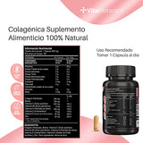 VitalBotanics Colágeno Hidrolizado con 60 capsulas [2 meses]. Con Biotina, Colágeno, Zinc y Vitaminas A, B5, C, D y E. Biotina y Colageno para Cabello, Piel y Uñas. Suplemento con Vitaminas para Mujer. Hydrolyzed Collagen + Biotin.