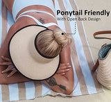 Joywant UPF50+ - Sombrero de visera de ala ancha para mujer, sombrero de paja para playa, visera enrollable, cola de caballo plegable con protección UV, -Amia, Beige, Talla única