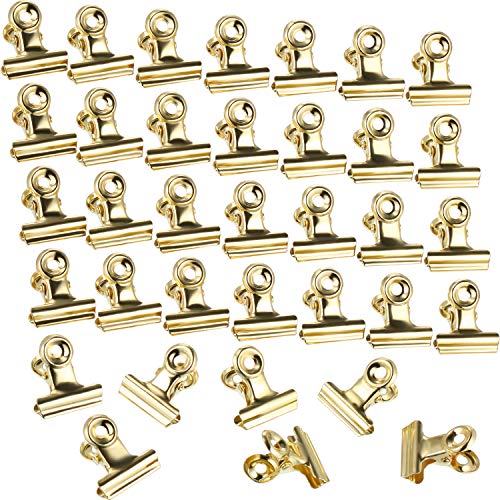 100 clips de metal para bisagras para fotos, mapas, dibujos, obras de arte, papeles, etiqueta de precio, 0.87 pulgadas (oro claro)