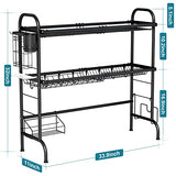 Escurridor de Platos Sobre Fregadero, Escurridor de Trastes Acero Inoxidable de 2 Niveles, Estante Para Secar Platos Sobre el Fregadero Con Soporte Para Utensilios Para Platos Para Organizar La Cocina