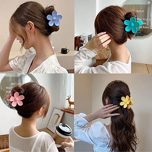 12 pinzas de garra de flores grandes para mujeres y niñas, cabello grueso, 12 colores, mate, pinzas de pelo grandes, antideslizantes, fuertes sujeciones, pinzas de captura de pelo, pasadores, accesorios para la cabeza para cabello fino