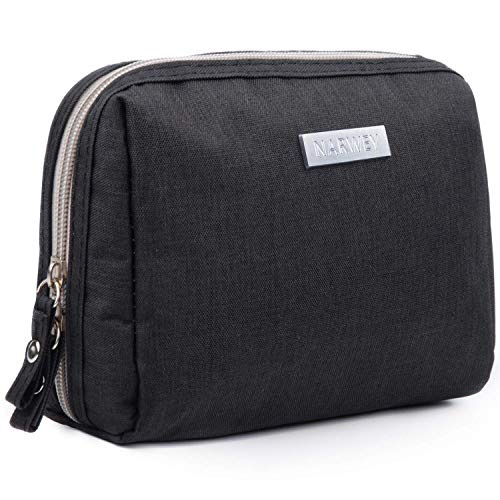 Pequeña bolsa de cosméticos portátil para cartera, mini bolsa de aseo, bolsa de viaje organizador de maquillaje caso por Narwey, Rectangle-Black