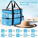 Bolsa de playa, bolsas de playa extra grandes para mujer, impermeables, a prueba de arena, bolsas de playa de malla, bolsa de piscina, artículos esenciales para la playa, Blue, X-Large