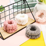 4 Pares Muñequeras de SPA Banda de Microfibra para Toalla de Lavado de Muñecas Scrunchies de Pulsera para Lavarse Cara Muñequera Absorbente para Mujeres (Marrón, Blanco)