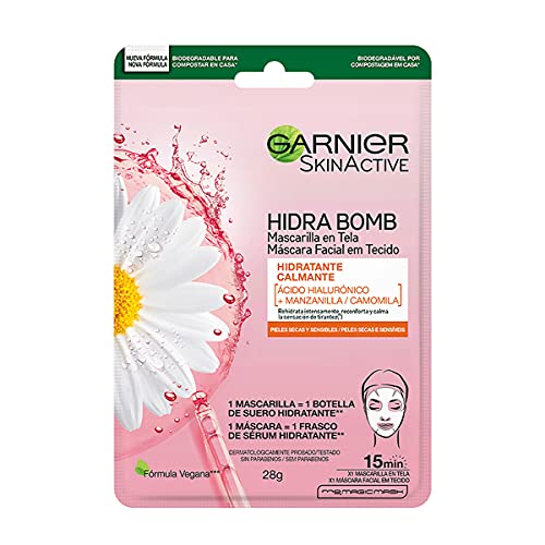 Garnier Skin Active Garnier skin active hidra bomb mascarilla facial en tela hidratante calmante con manzanilla y acido hialuronico de origen natural 1 pieza