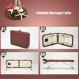 Cama de Masaje Plegable Mesa de Masaje Portátil, 186x60cm, Altura de Aluminio Ajustable, Cama de Tatuaje para Salón Facial (Cuero de PVC, Esponja de Alta Elasticidad)