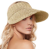 Sombrero de ala ancha para mujer, plegable, con visera de golf, Beige/Marrón, Talla única