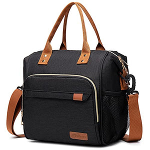 Bolsa de almuerzo aislada – Bolsa de almuerzo portátil grande para oficina, trabajo, escuela, picnic, playa, entrenamiento, reutilizable, bolsa de almuerzo congelable, organizador con correa ajustable para el hombro para mujeres, hombres, adultos y niños