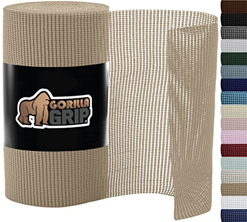 Gorilla Grip Revestimiento Original para Cajones y Estantes, Agarre Fuerte, No Adhesivo, Instalación Más Fácil, Rollo de 12 Pulgadas X 20 Pies, Revestimientos Resistentes y Duraderos, Beige