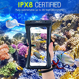 Soporte Flotante para teléfono Impermeable, Funda Flotante para teléfono con Pulsera de cordón Compatible con iPhone 14, 13, 12, 11 Pro MAX X/XR/XS MAX, 8/7/SE 3, Samsung S21/S10/S9/S8, Negro