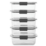 Rubbermaid Brilliance - Recipiente para alimentos, 3.2 tazas, paquete de 5, Transparente, 3.2 Cup, 5-Pack, 1, 5